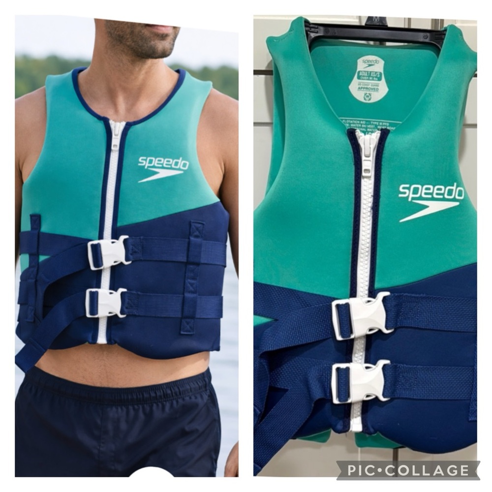 Speedo Men's Swim Vest - Green and Navy